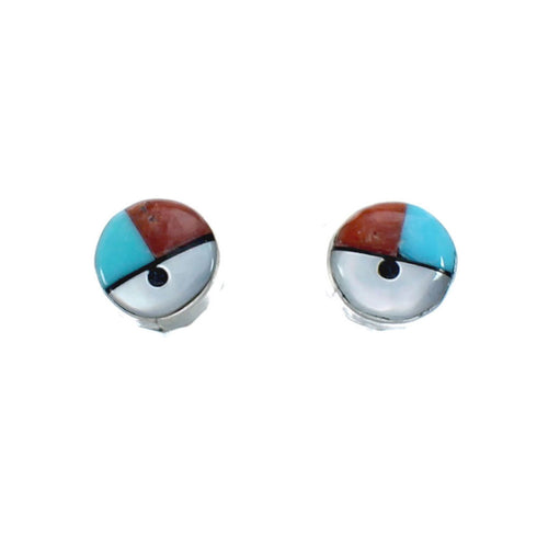 Zuni Sunface Sterling Silver Multicolor Post Stud Earrings NN20360